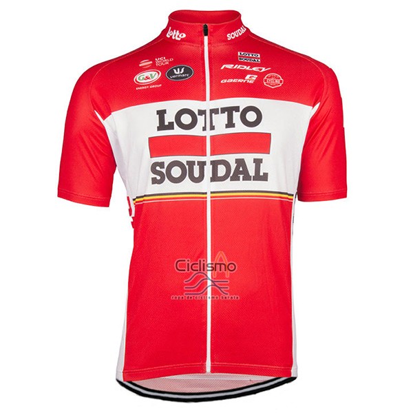 Lotto Soudal Ropa Ciclismo Culotte Corto 2017 Mangas Cortas Rojo